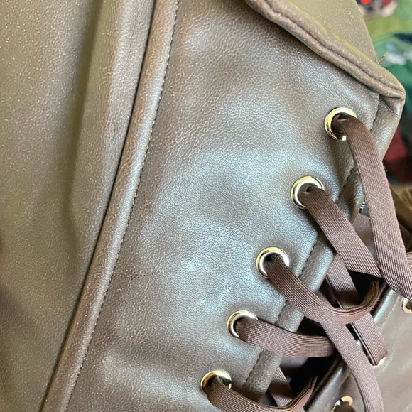 Outcast Lindsay Corset Mini Dress in Chocolate Brown - Picture 8 of 9